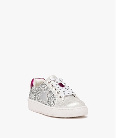 baskets fille a strass avec lacets et zip detail etoile argente basketsE444101_2