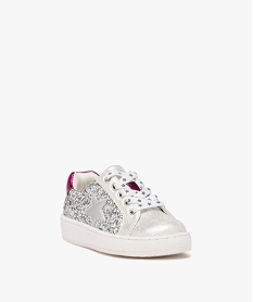 baskets fille a strass avec lacets et zip detail etoile grisE444101_2