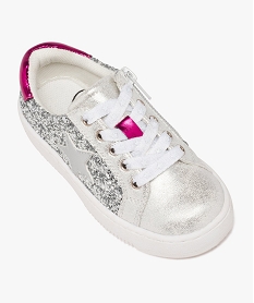 baskets fille a strass avec lacets et zip detail etoile grisE444101_4