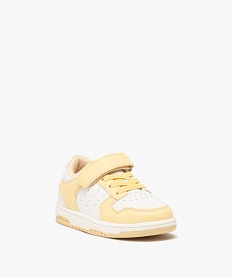 baskets fille bicolores a scratch et lacets style retro jaune basketsE444401_2