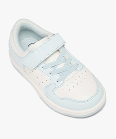 baskets fille bicolores a scratch et lacets style retro vertE444501_4