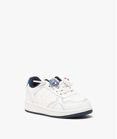 baskets garcon unies a lacets elastiques customises blanc  bleu basketsE444901_2