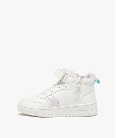 baskets fille mid-cut unies a zip et a scratch blanc basketsE445401_3