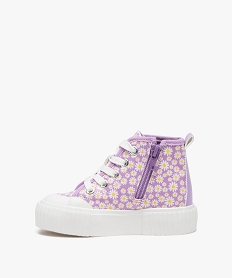 baskets fille mi-cut a zip et semelle epaisse avec motifs violet basketsE445501_3