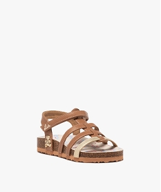 sandales fille multibrides a scratch avec detail metallise - lulucastagnette marron standard sandales et nu-piedsE446101_2