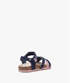 sandales fille a brides contrastantes et a scratch - lulucastagnette bleu sandales et nu-piedsE446201_2