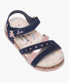 sandales fille a brides contrastantes et a scratch - lulucastagnette bleu sandales et nu-piedsE446201_3