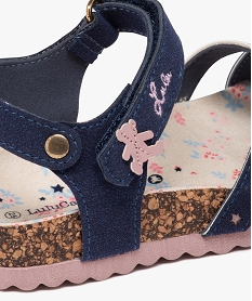 sandales fille a brides contrastantes et a scratch - lulucastagnette bleu sandales et nu-piedsE446201_4