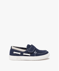 chaussures bateau bebe garcon unies en suedine avec scratch bleu chaussures bassesE446301_1