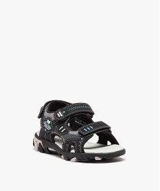 sandales garcon sport a semelle crantee avec brides a scratch noir vif sandales et nu-piedsE446901_2