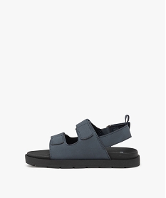 sandales garcon unies en suedine avec triple scratch bleu sandales et nu-piedsE447101_3