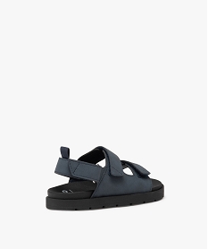 sandales garcon unies en suedine avec triple scratch bleu sandales et nu-piedsE447101_4