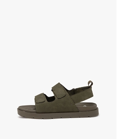 sandales garcon unies en suedine avec triple scratch vert sandales et nu-piedsE447201_3