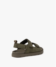 sandales garcon unies en suedine avec triple scratch vert sandales et nu-piedsE447201_4