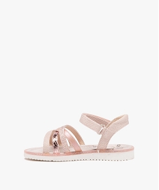 sandales fille a brides fantaisie avec paillettes et a scratch rose standardE449201_3