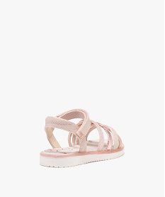 sandales fille a brides fantaisie avec paillettes et a scratch rose standardE449201_4