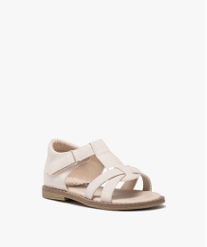sandales fille unies a brides vernies avec scratch beige standard sandales et nu-piedsE449701_2