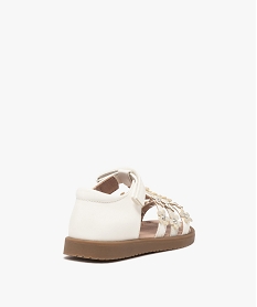 sandales fille unies a brides fleurs et a scratch blanc standardE449901_4