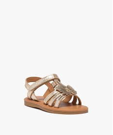 sandales fille metallisees a brides detail papillon et a scratch doreE450101_2