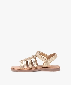 sandales fille en cuir uni a fines brides et avec scratch gold sandales et nu-piedsE450201_3