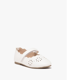 ballerines fille unies a motifs ajoures et bride scratch blanc ballerinesE450801_2