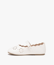 ballerines fille unies a motifs ajoures et bride scratch blanc ballerinesE450801_3