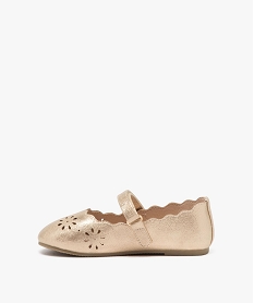 ballerines fille unies a motifs ajoures et bride scratch jauneE451001_3