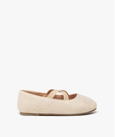 GEMO Ballerines fille unies avec brides élastiques croisées beige standard