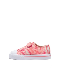 baskets fille en toile delavee a scratch et a paillettes rose basketsE452001_3