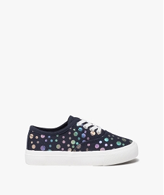 baskets fille en toile a motifs brillants avec lacets elastiques bleu tennis en toileE452201_1