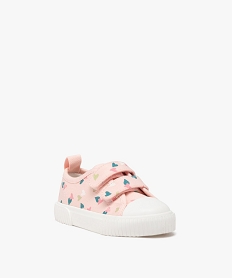 baskets fille en toile a motifs coeur avec double scratch rose standard basketsE452301_2