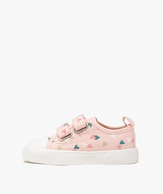 baskets fille en toile a motifs coeur avec double scratch rose standard basketsE452301_3
