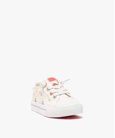 baskets en toile pailletee et imprimee a lacets elastiques fille blanc tennis en toileE452401_2