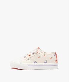 baskets en toile pailletee et imprimee a lacets elastiques fille blanc tennis en toileE452401_3