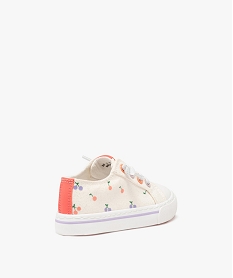 baskets en toile pailletee et imprimee a lacets elastiques fille blanc tennis en toileE452401_4