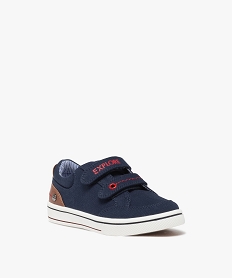 baskets garcon en toile denim a double scratch et contrefort fantaisie bleu basketsE452601_2