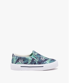 GEMO Baskets garçon en toile imprimée sans lacets Bleu