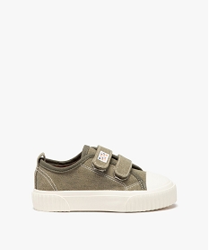 baskets garcon en toile unie avec double scratch vert tennis en toile du 24 au 40E453301_1