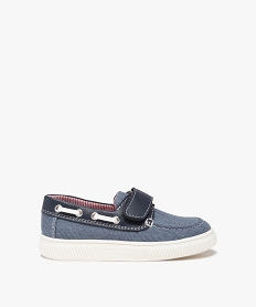 chaussures bateau garcon en toile denim avec scratch bleuE453401_1