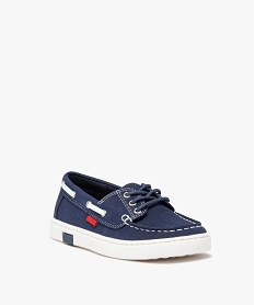 chaussures bateau garcon en suedine et a lacets passants bleuE458301_2