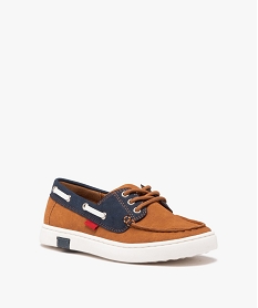 chaussures bateau garcon en suedine et a lacets passants orange chaussures bassesE458401_2