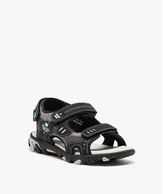 sandales garcon sport avec trois brides a scratch et semelle crantee noir vif sandales et nu-piedsE458801_2