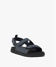 sandales garcon unies a trois scratch et semelle ton sur ton bleu sandales et nu-piedsE459001_2