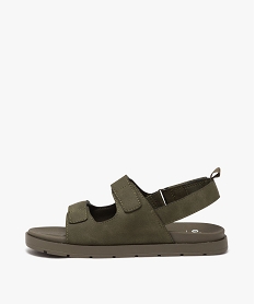 sandales garcon unies a trois scratch et semelle ton sur ton vert sandales et nu-piedsE459101_3