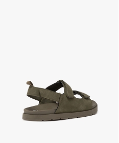 sandales garcon unies a trois scratch et semelle ton sur ton vert sandales et nu-piedsE459101_4