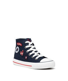 baskets en toile montantes jean paillete et patchs fille - chipie bleu tennis en toileE461501_2