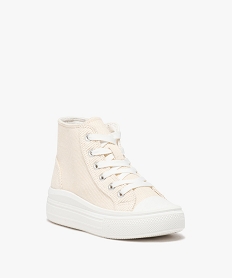 tennis en toile montante en velours cotele et semelle plateforme fille beige tennis en toileE461801_2