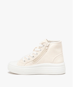 tennis en toile montante en velours cotele et semelle plateforme fille beige tennis en toileE461801_3