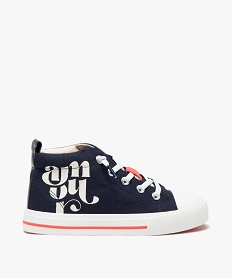 baskets fille en toile montante dessus uni a lacets elastiques bleu tennis en toileE461901_1