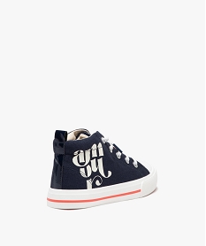 baskets fille en toile montante dessus uni a lacets elastiques bleu tennis en toileE461901_4